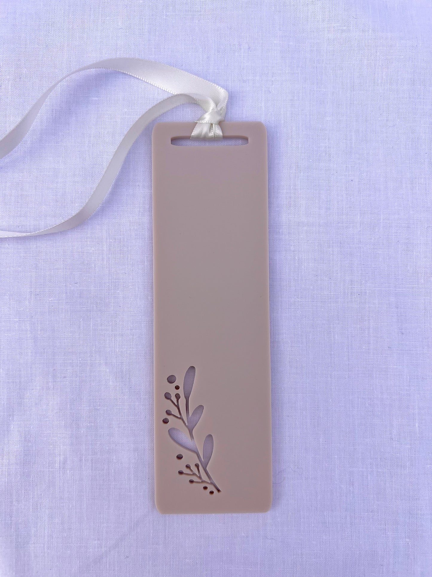 Beige Acrylic Floral Bookmark