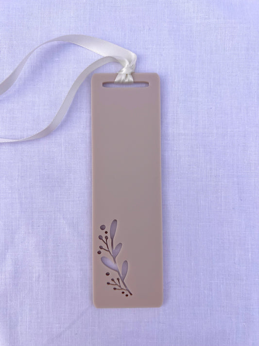 Beige Acrylic Floral Bookmark